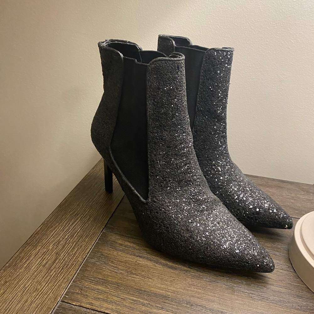 Zara glitter heel booties